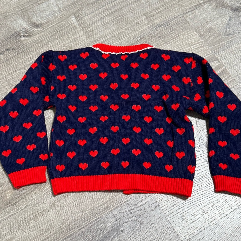 Vintage Girls Jelly Beans Hearts Bows Button Cardigan sweater 80s - Picture 4 of 6
